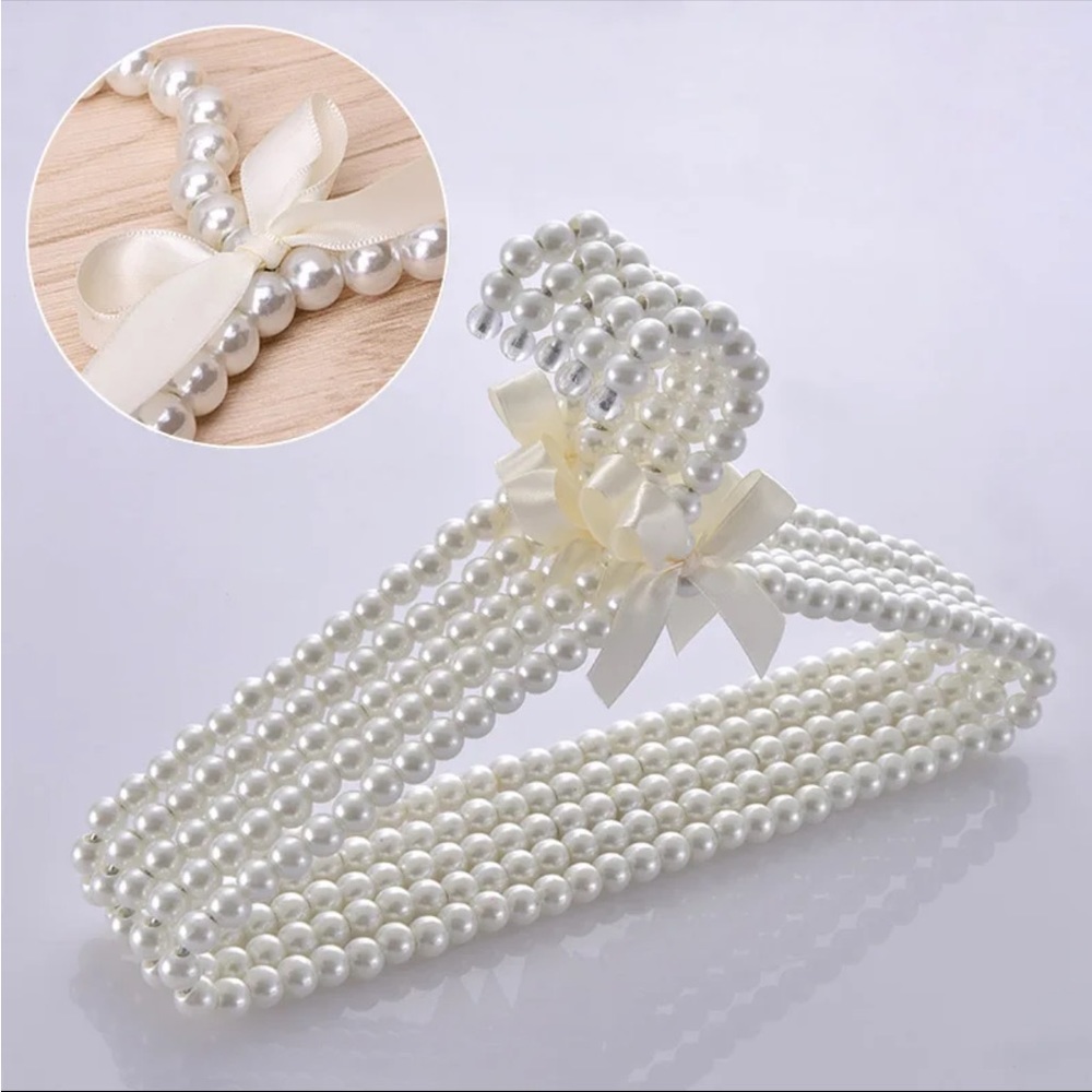 New handmade white pearl bow knot plastic hangers wedding fashion
